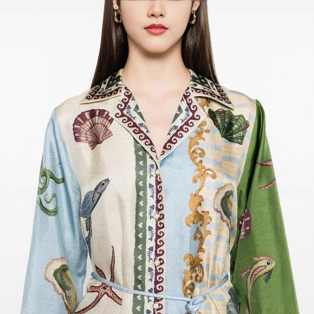 Temperament Leisure Linen Collar Long Dress Dresses