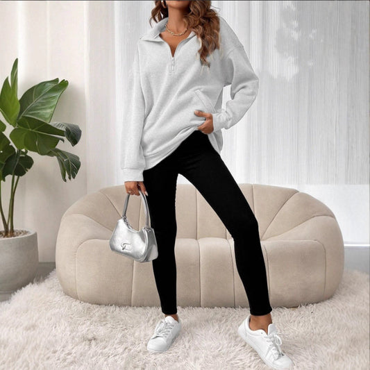 Women's Sexy Design Lapel Pocket Loose Long Sleeve Tops
