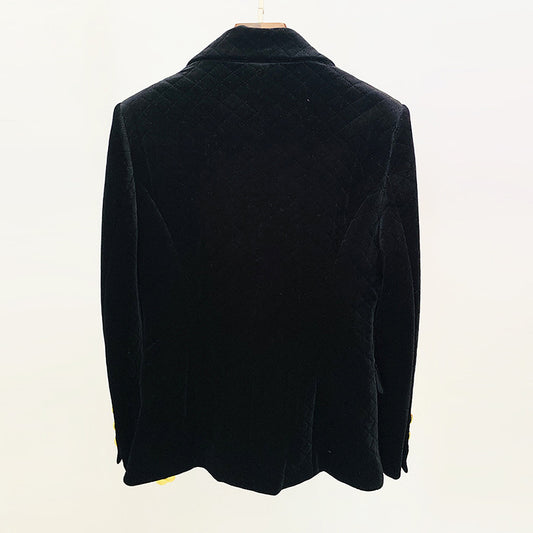 Fashion Metal Lion Buckle Double Breasted Blazers