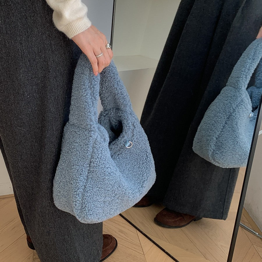 Women's Korean Commute Minimalist Fashionable Teddy Plush Handbags
