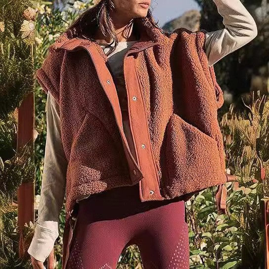 Women's Plush Sleeveless Waistcoat Warm Ladies Coats