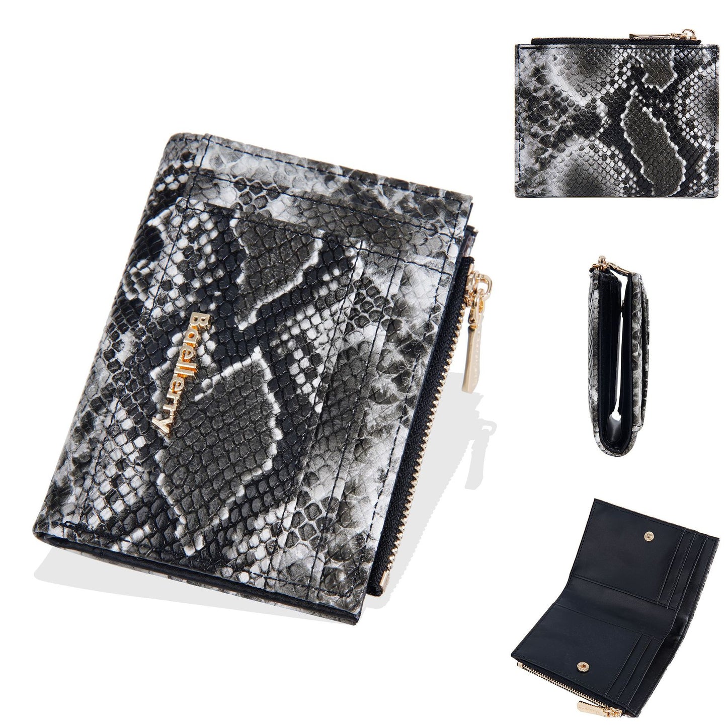 Women's High-grade Snake Pattern Multiple Slots Zipper Ladies Wallets