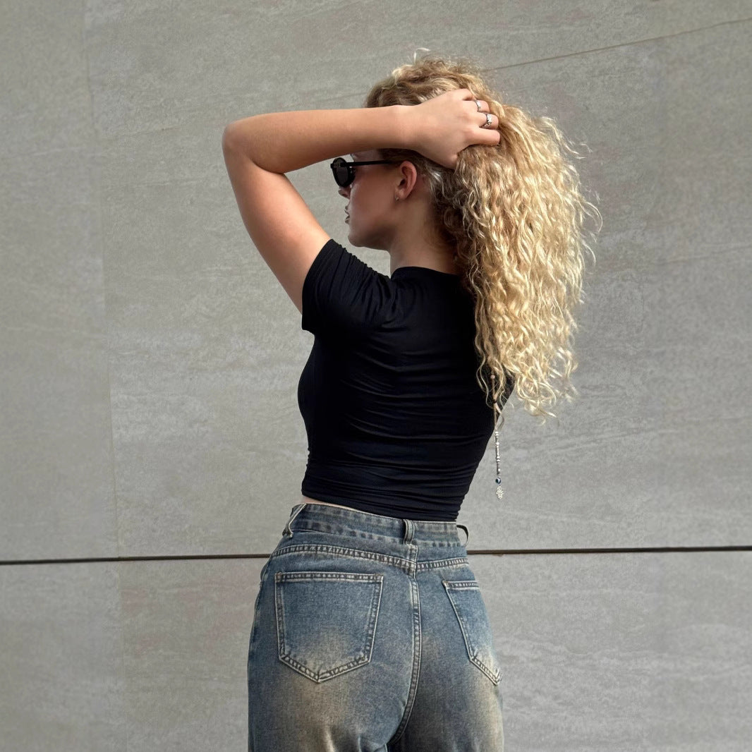 Worn Looking Washed-out Ripped Female Hot Jeans