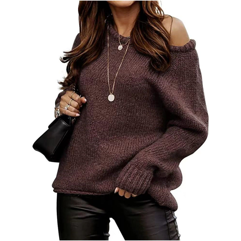 Women's Round Neck Pullover Solid Color Casual Sweaters