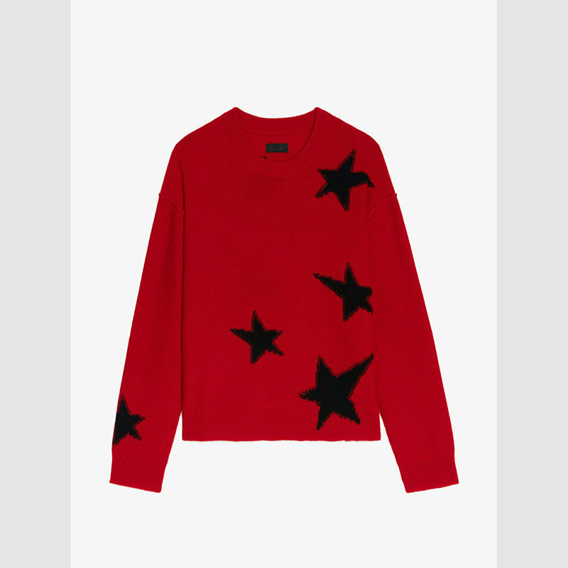 Women's French Niche Handmade Contrast Color Cashmere Sweaters