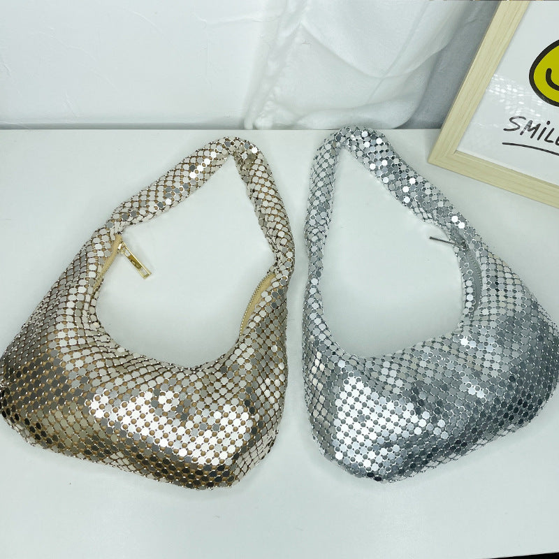 Mesh Underarm High-grade Metal Sier Sheet Evening Bags