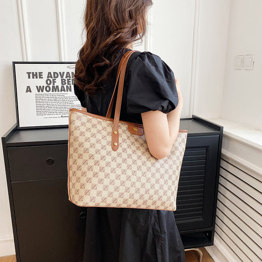 Textured Large Capacity Korean Style Chessboard Class Tote Bags