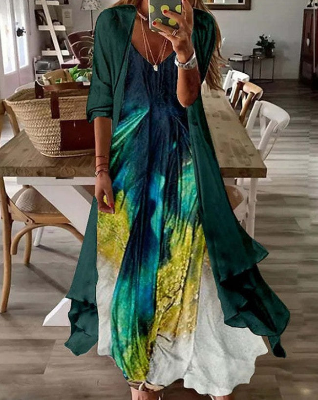 Women's Summer Print Holiday Suspender Dress Indian Style Dresses