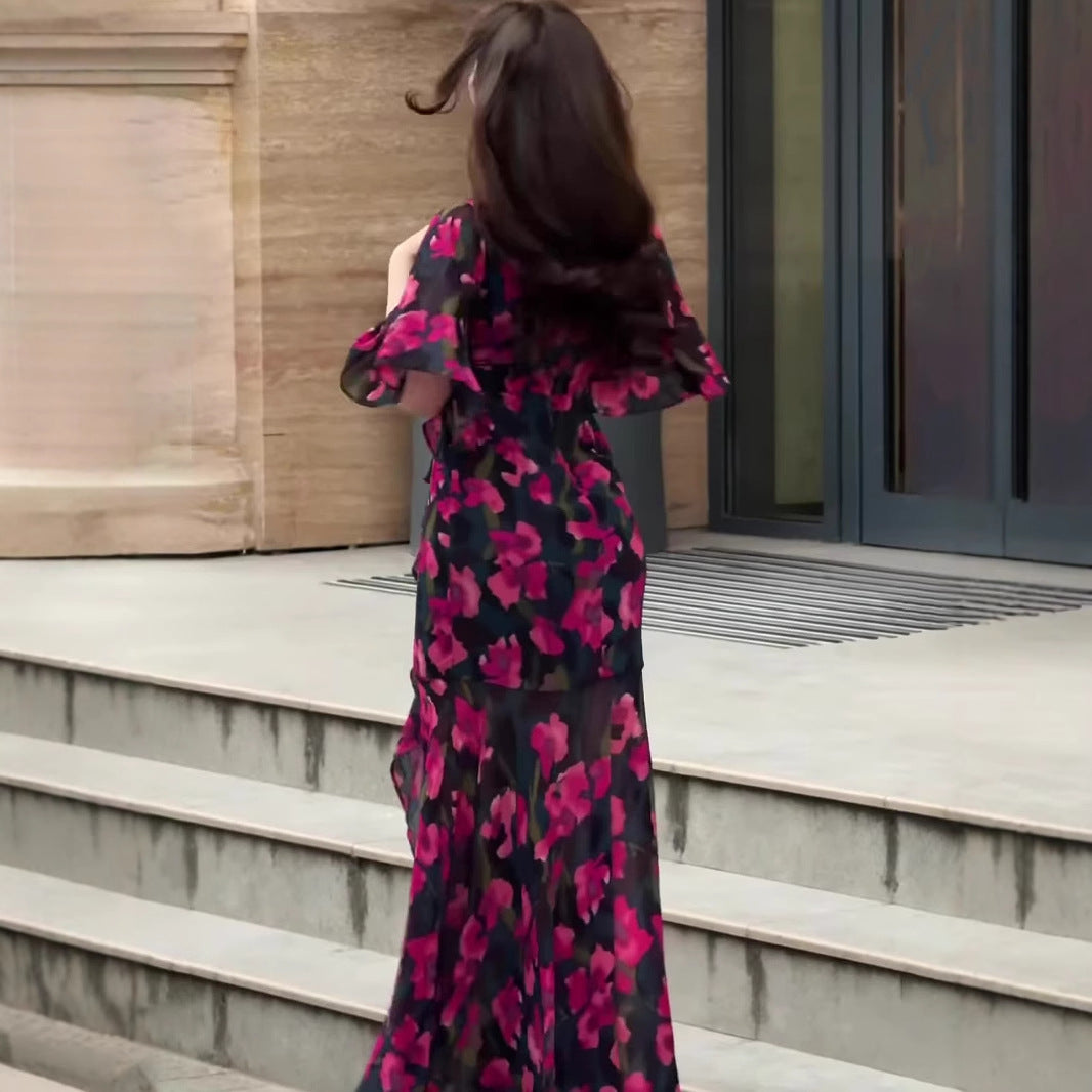 Women's Summer Retro Sexy Sleeve Long Dress Dresses