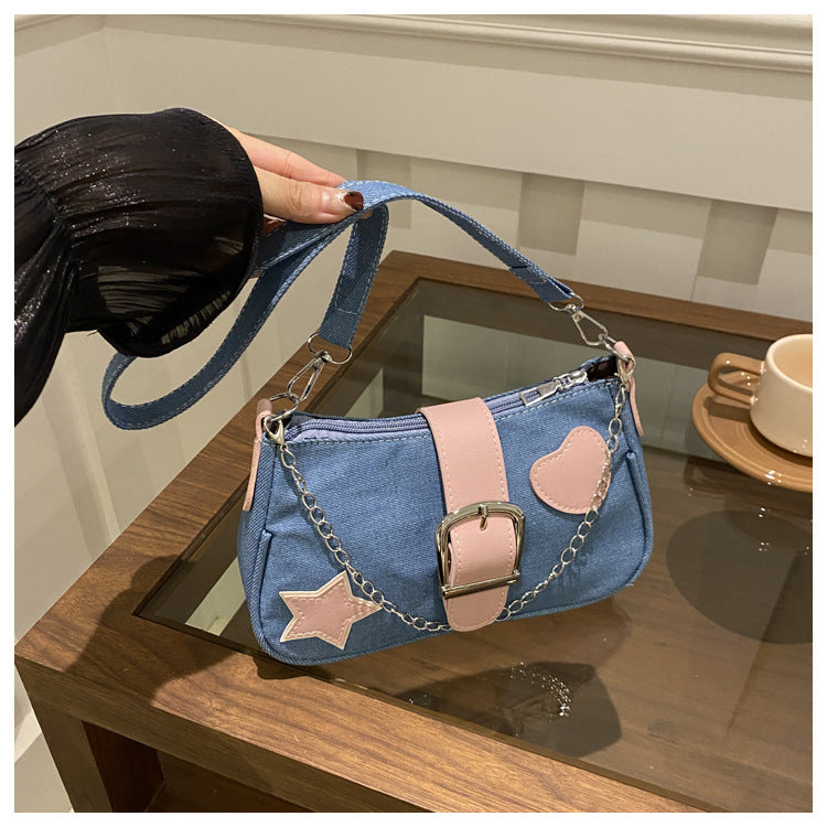 Five-pointed Star One Female Denim Autumn Shoulder Bags