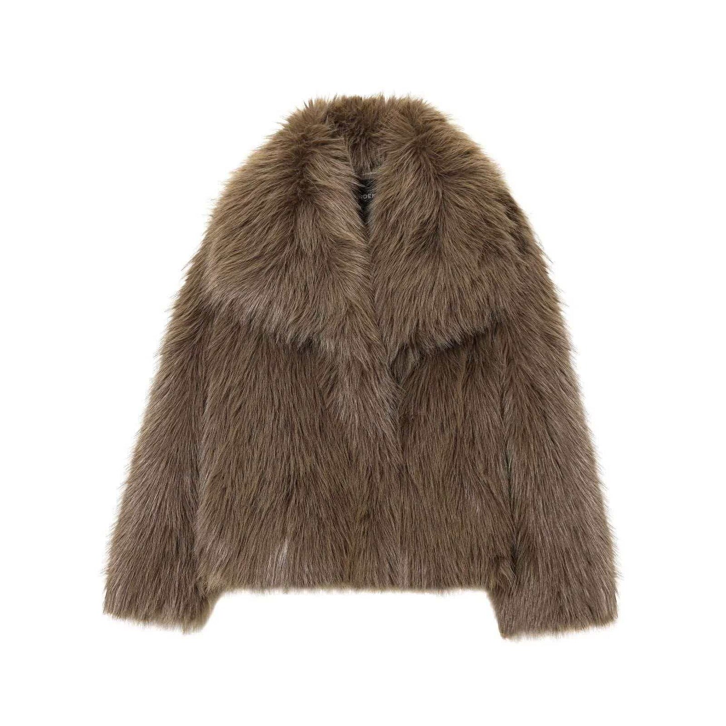 Women's Graceful Fluffy Dyed Pointed Lapel Furry Coats