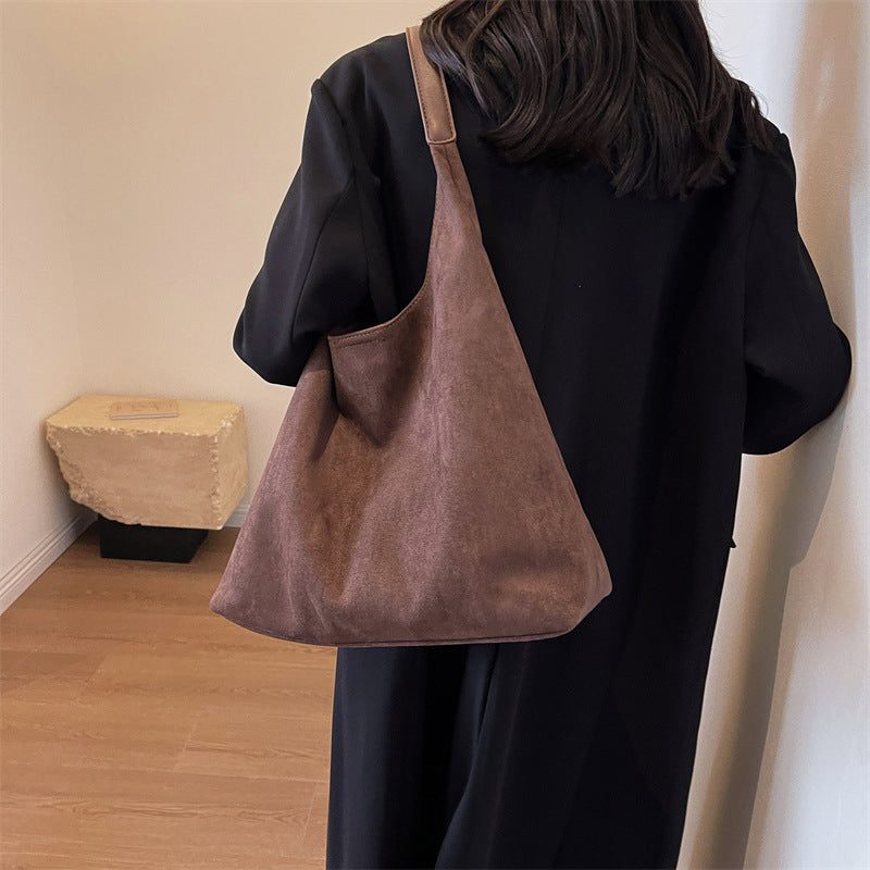 Women's Retro Soft Suede Bread Popular Large Tote Bags