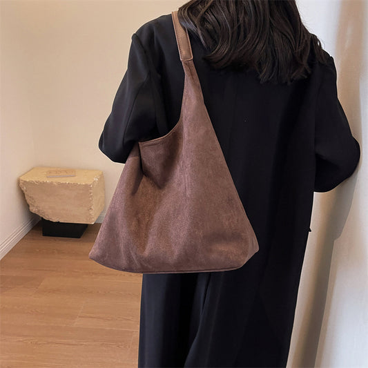 Women's Retro Soft Suede Bread Popular Large Tote Bags