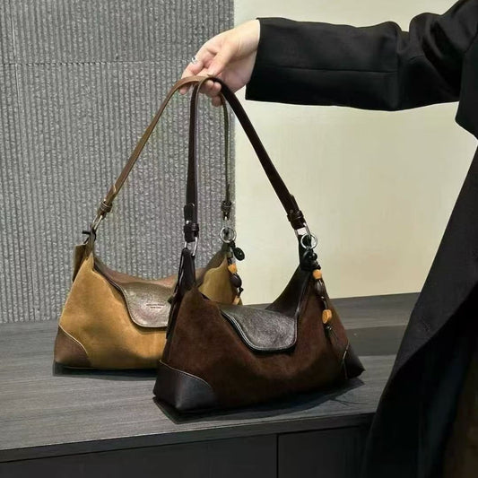 Women's High-grade Contrast Color Matte Leather Underarm Crossbody Bags