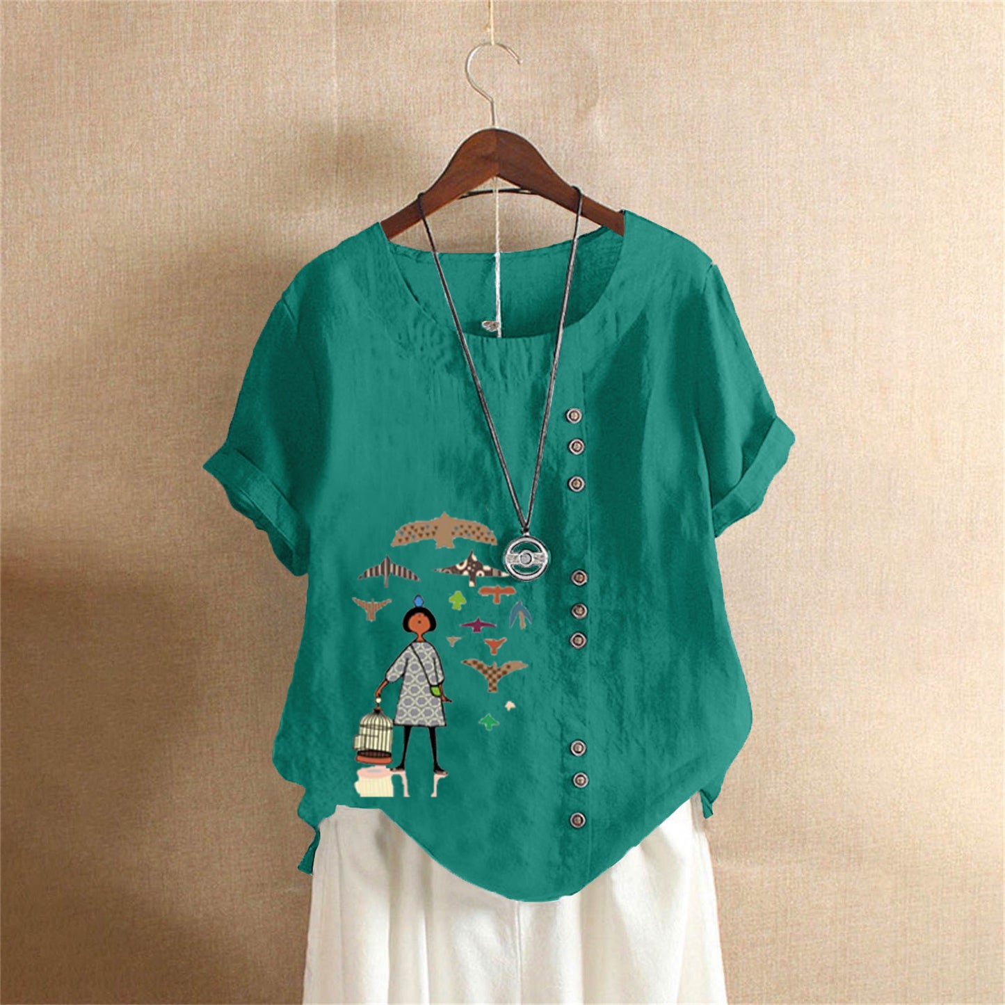 Women's Retro Large Casual Loose Cotton Linen Shorts