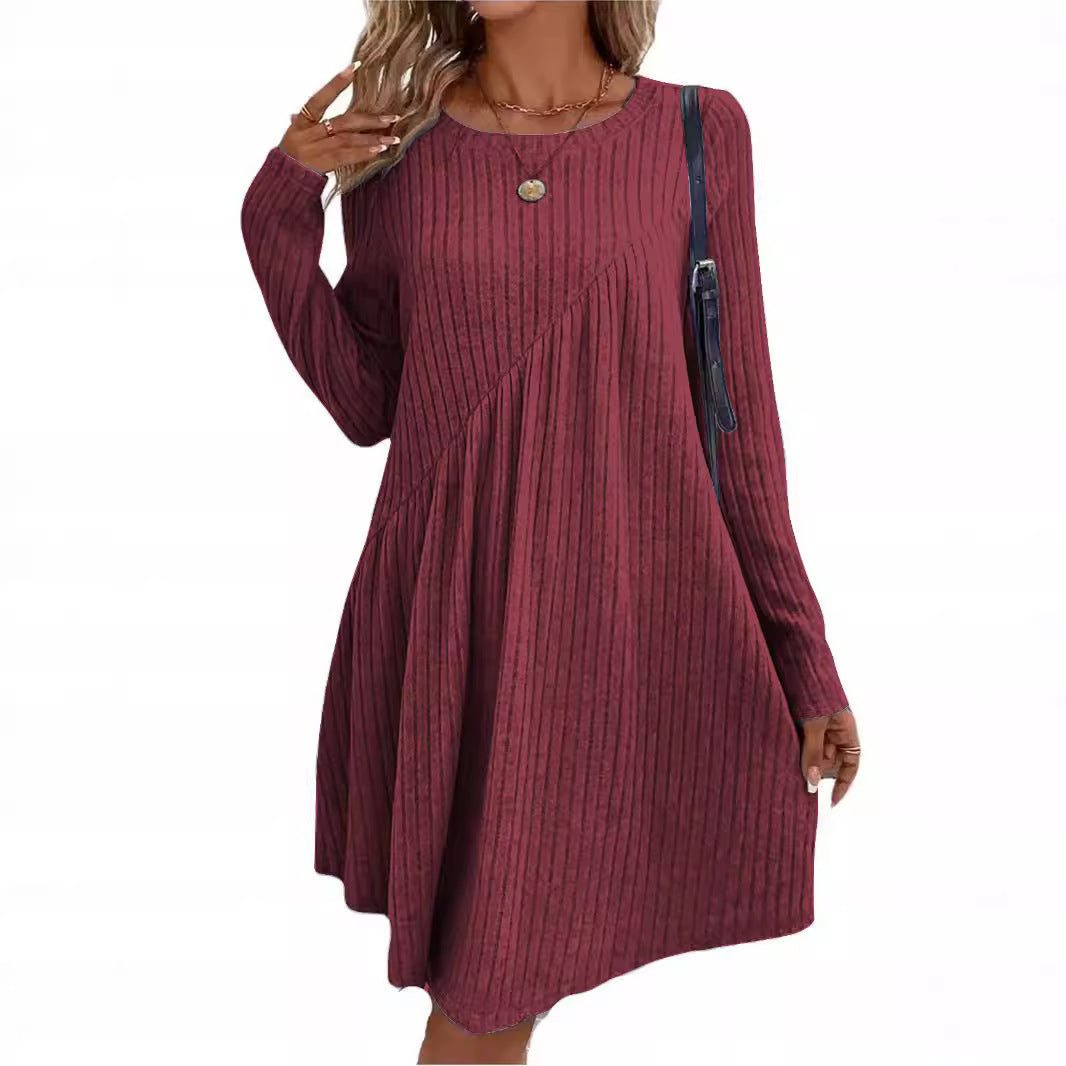 Women's Bohemian Irregular Brushed Sunken Stripe Solid Clothing