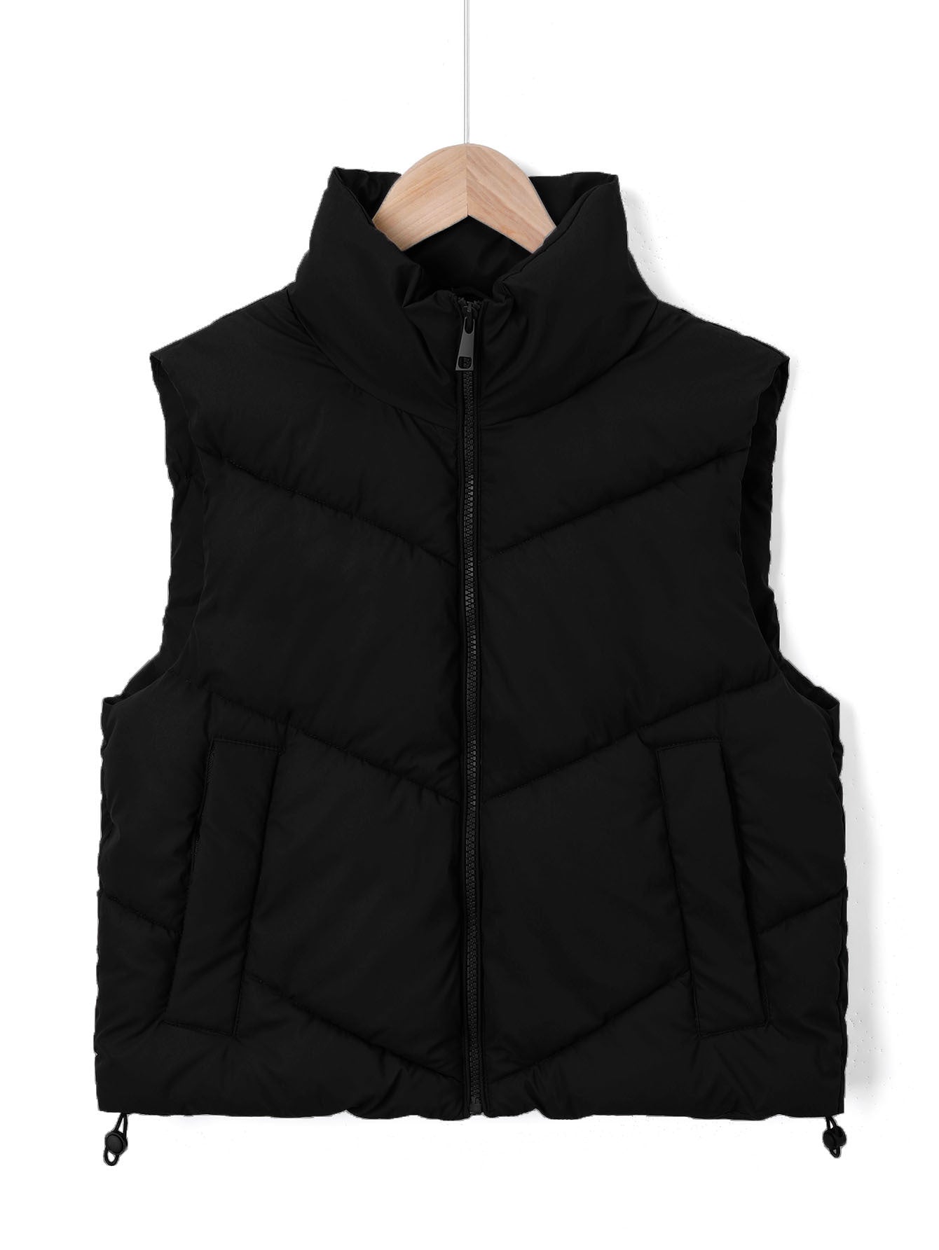 Women's Collar Quilted Adjustable Hem Warm Cotton Women's Vest