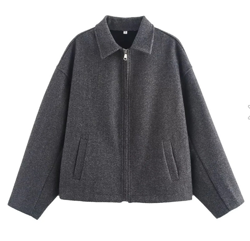 Women's Trendy Versatile Retro Brown Zipper Coats
