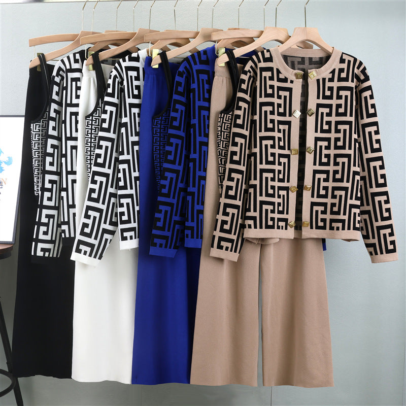 Women's Autumn Fashionable Knitted Sling Loose Fashion Suits