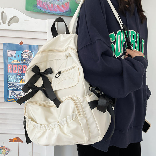 College Style Cute Contrast Color Bow Backpacks