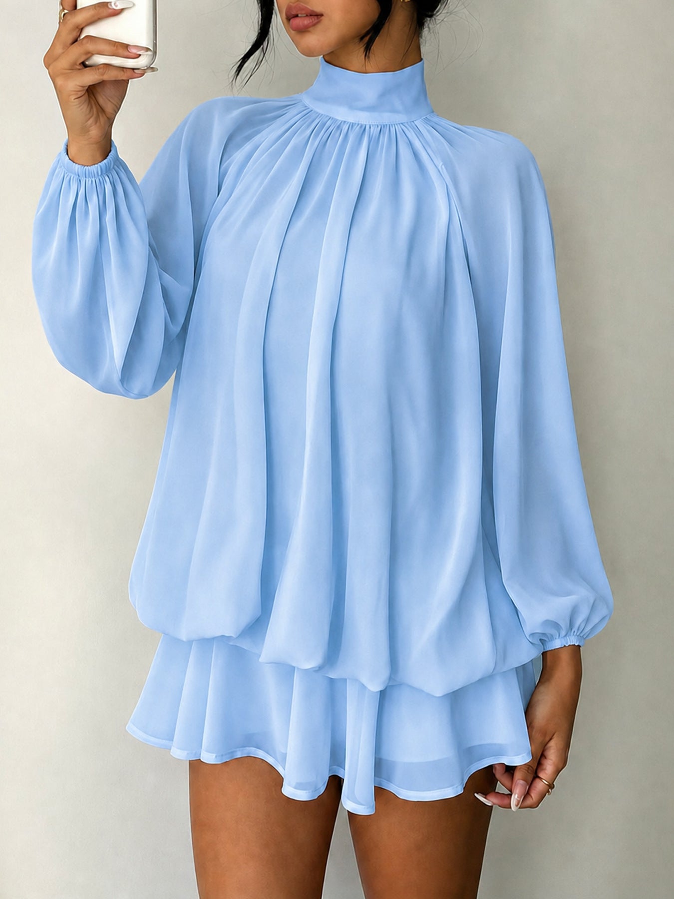 Women's Long-sleeved Versatile Fashion Slimming Solid Color Dress