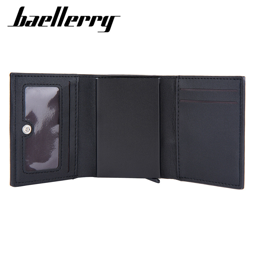 Men's Three Fold Multiple Slots Bottom Automatic Card Holder
