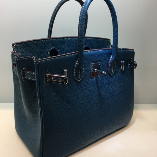 Women's Layer Cowhide Lychee Pattern Leather Kelly Large Handbags