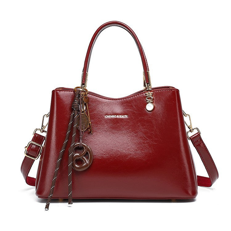 Oil Wax Red Lady Elegant Mom Bags