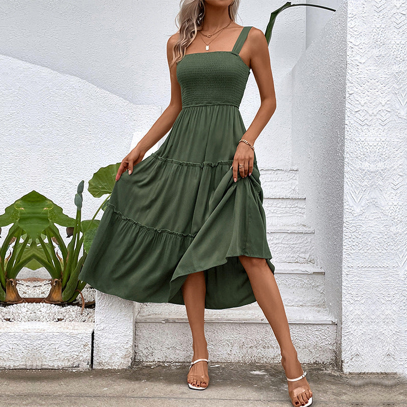 Popular Casual Vacation Versatile Solid Color Dresses