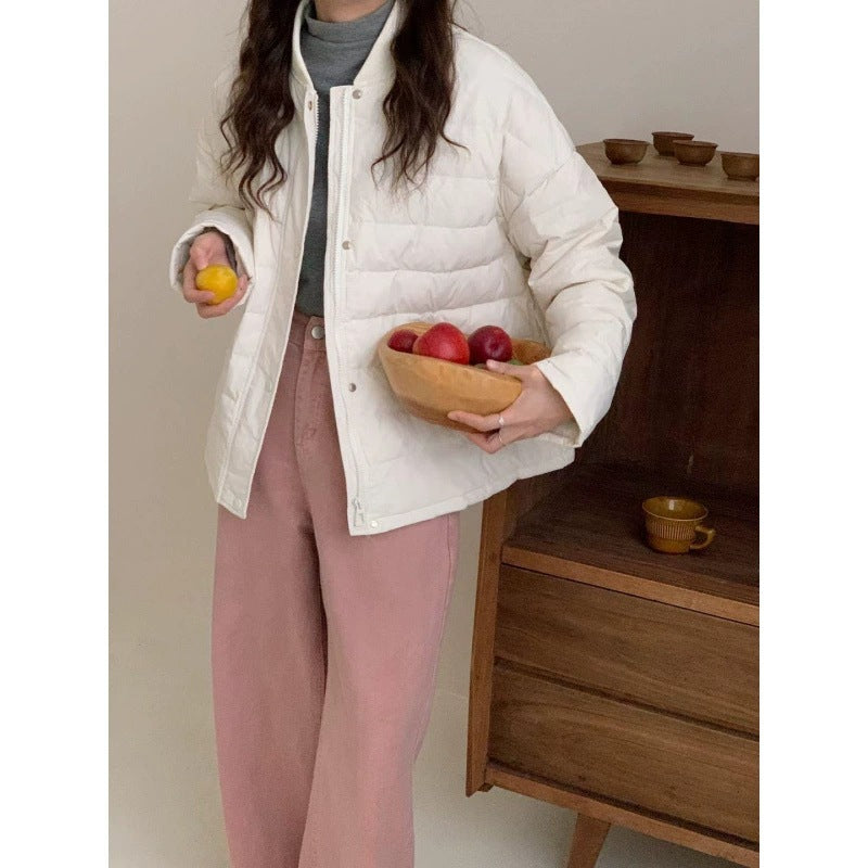 Women's Lightweight Stand-up Collar Korean Rib Cotton Coats
