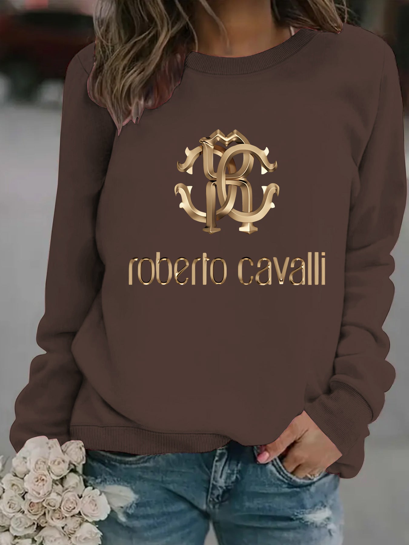 Women's Casual Long-sleeved Round Neck Printed Pullover Sweaters