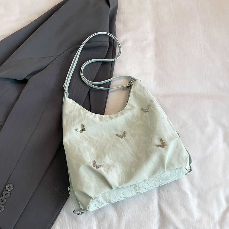 Soft Leather Large Capacity Butterfly Decorative Tote Bags