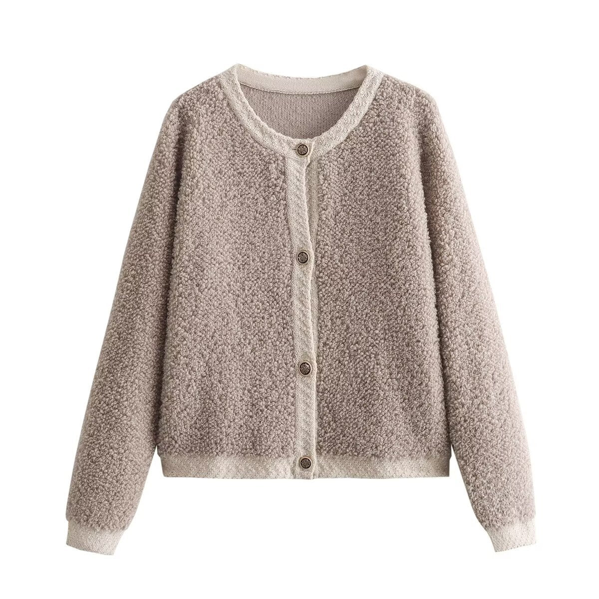 Women's Autumn Fashion Temperament Button Decoration Terry Blouses