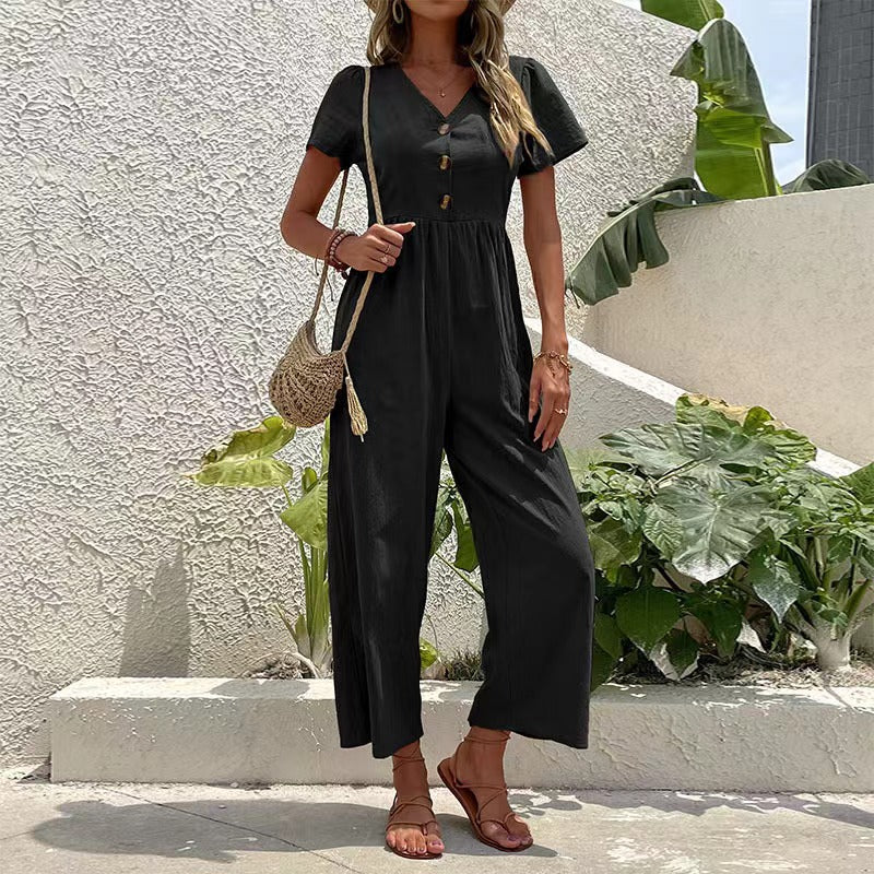 Women's Leisure Commute Cropped Summer Wide Leg Pants