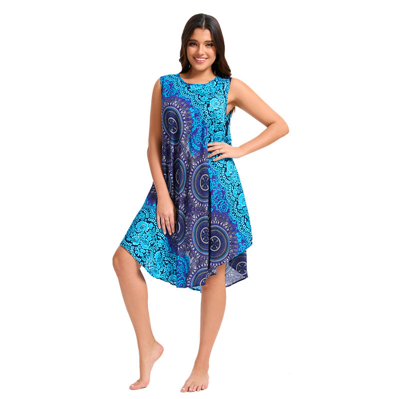 Bohemian Loose Casual Noil Poplin Beach Dress