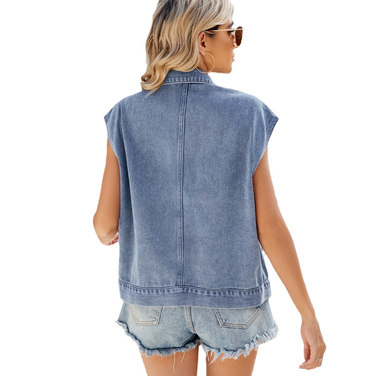 Women's Summer Washed One Breasted Denim Waistcoat Women's Vest