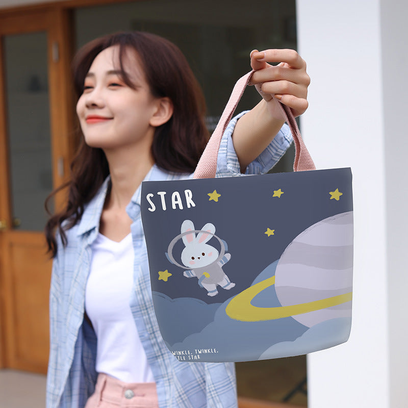 Women's Cute Cartoon Canvas Tutorial Lunch Size Handbags