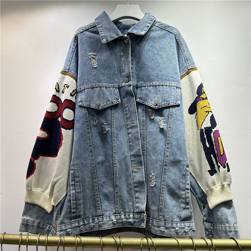 Women's Sleeve Design Stitching Fashion Bead Wide Jackets