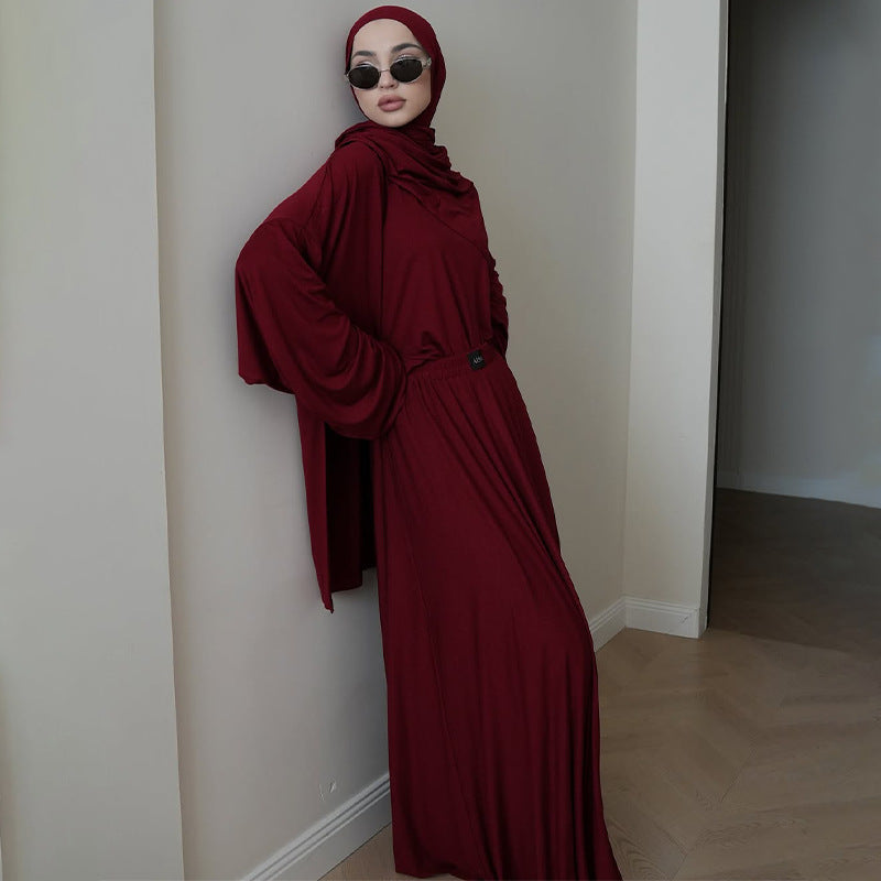 Women's Spring Solid Color Long-sleeved Pleated Dress Suits