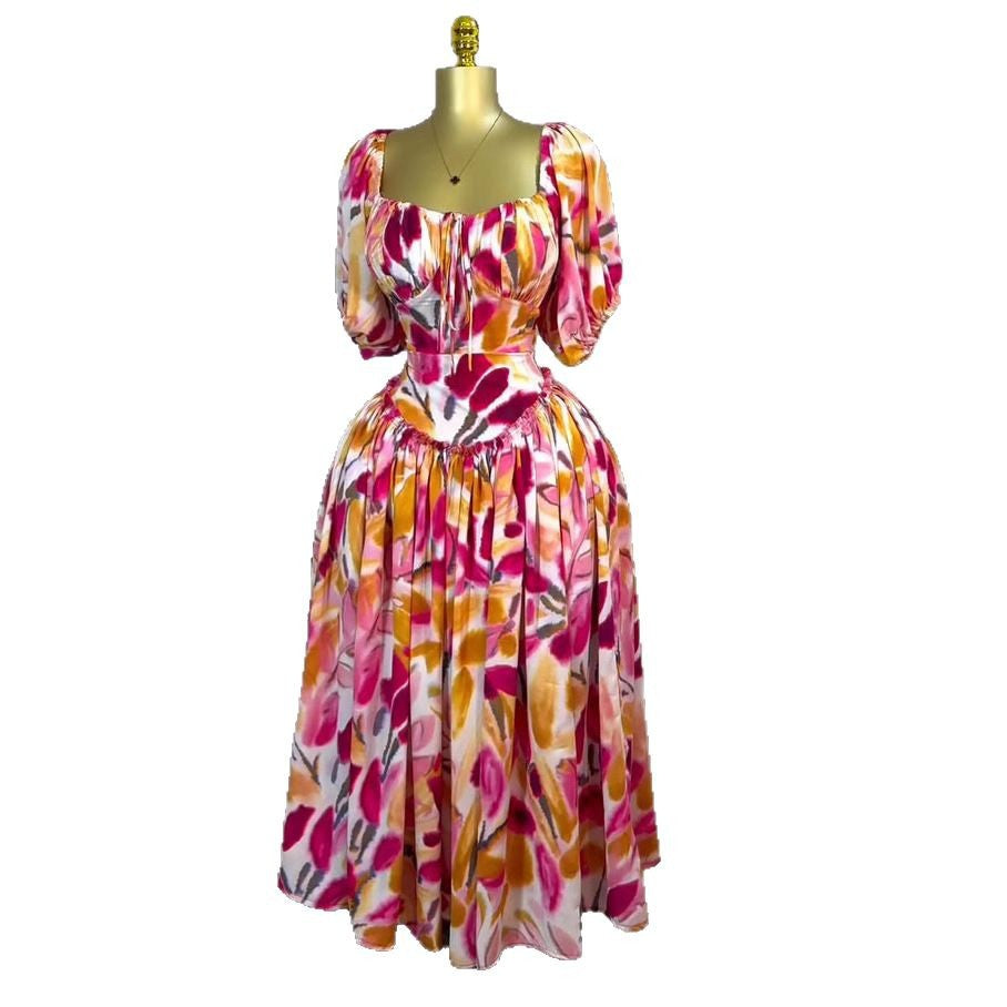 Women's Camisole Tube Cinched Waist Large Printed Dresses