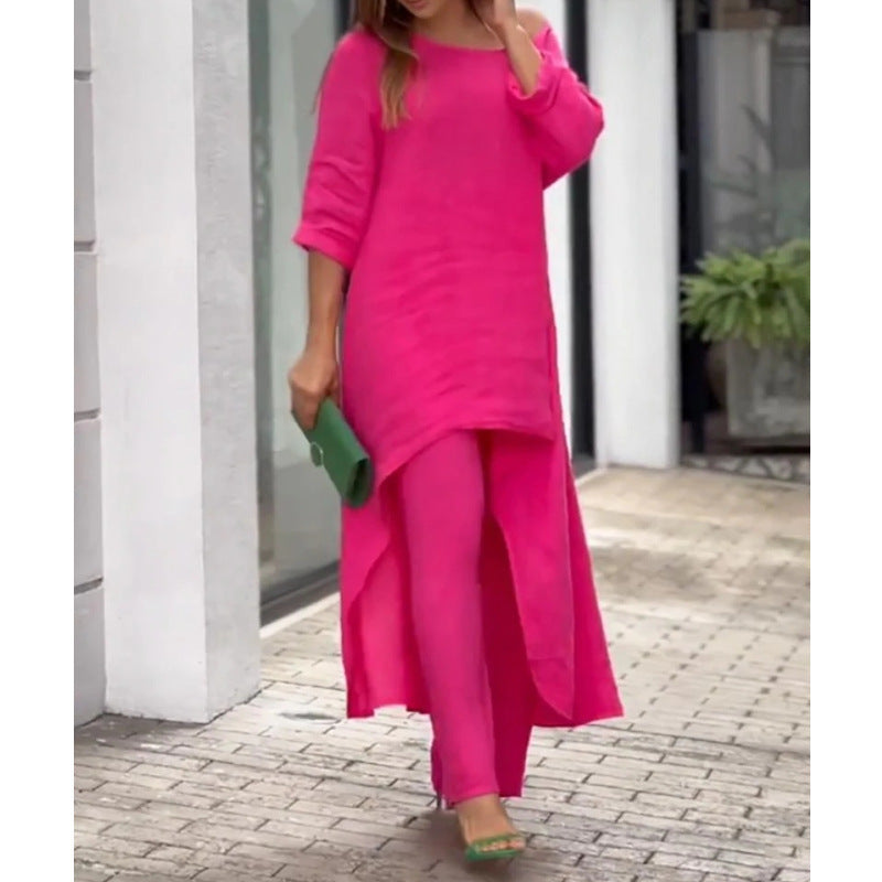 Women's Cotton Linen Fashion Casual Irregular Long Suits