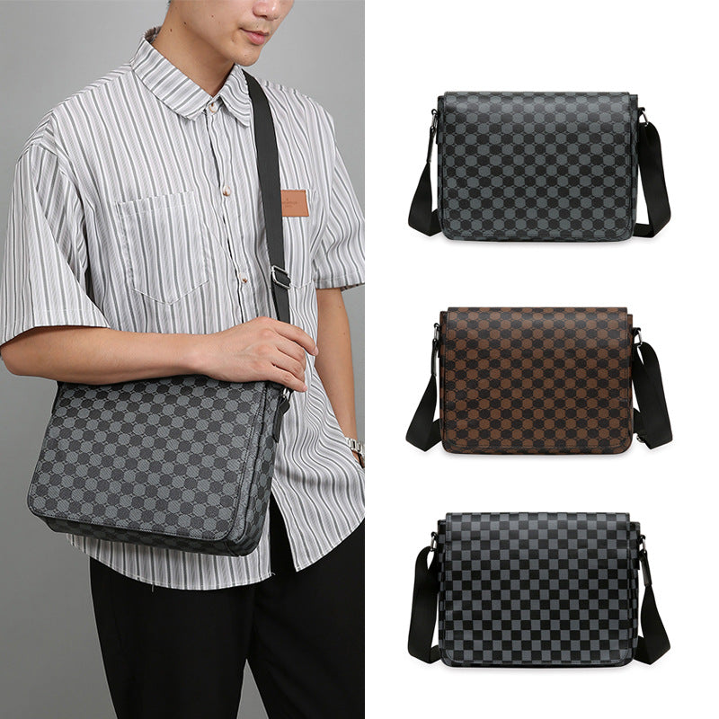 Men's Flip Fashion Horizontal Leisure Computer Plaid Bags