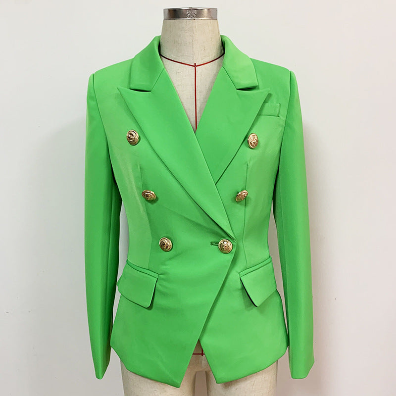 Women's Metal Lion Head Buckle Double-breasted Blazers
