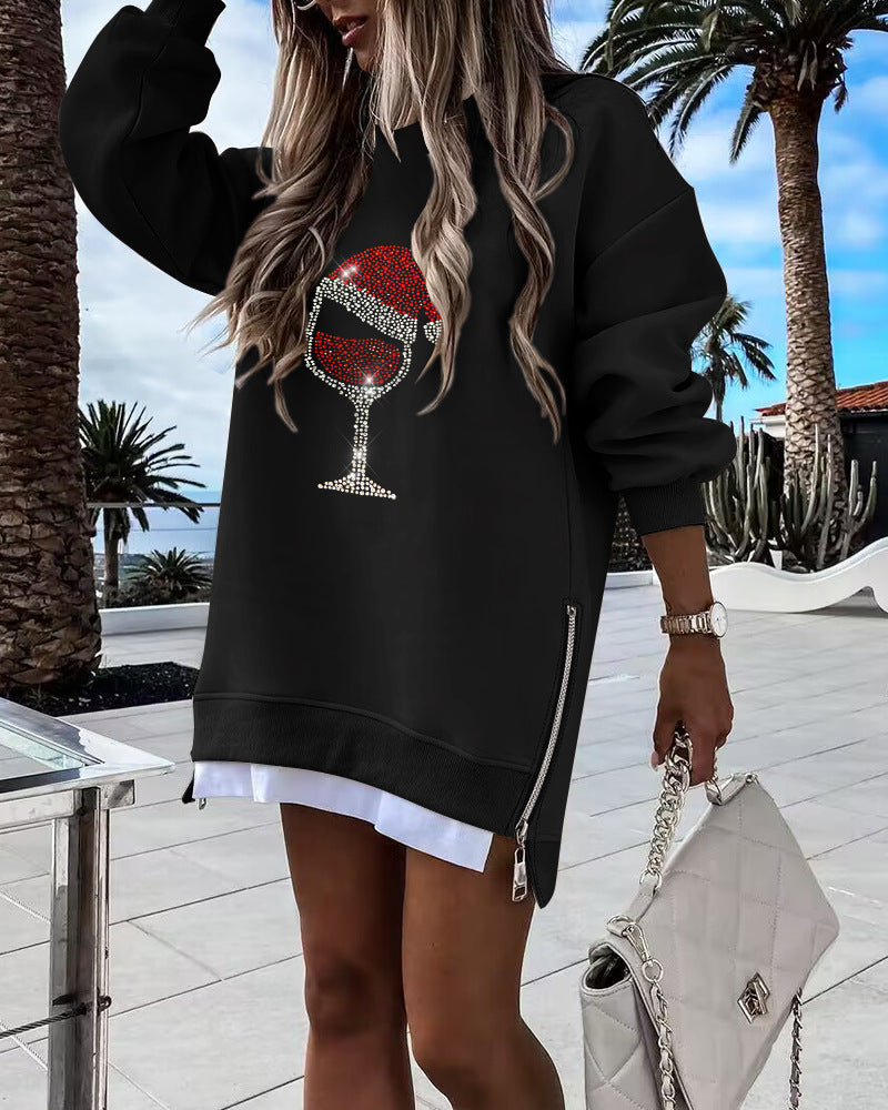 Women's Fashion Christmas Applique Round Neck Dress Jumpsuits