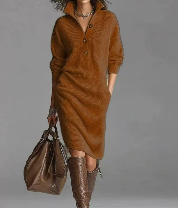 Women's Idle Style Overknee Dress Long Loose Sweaters