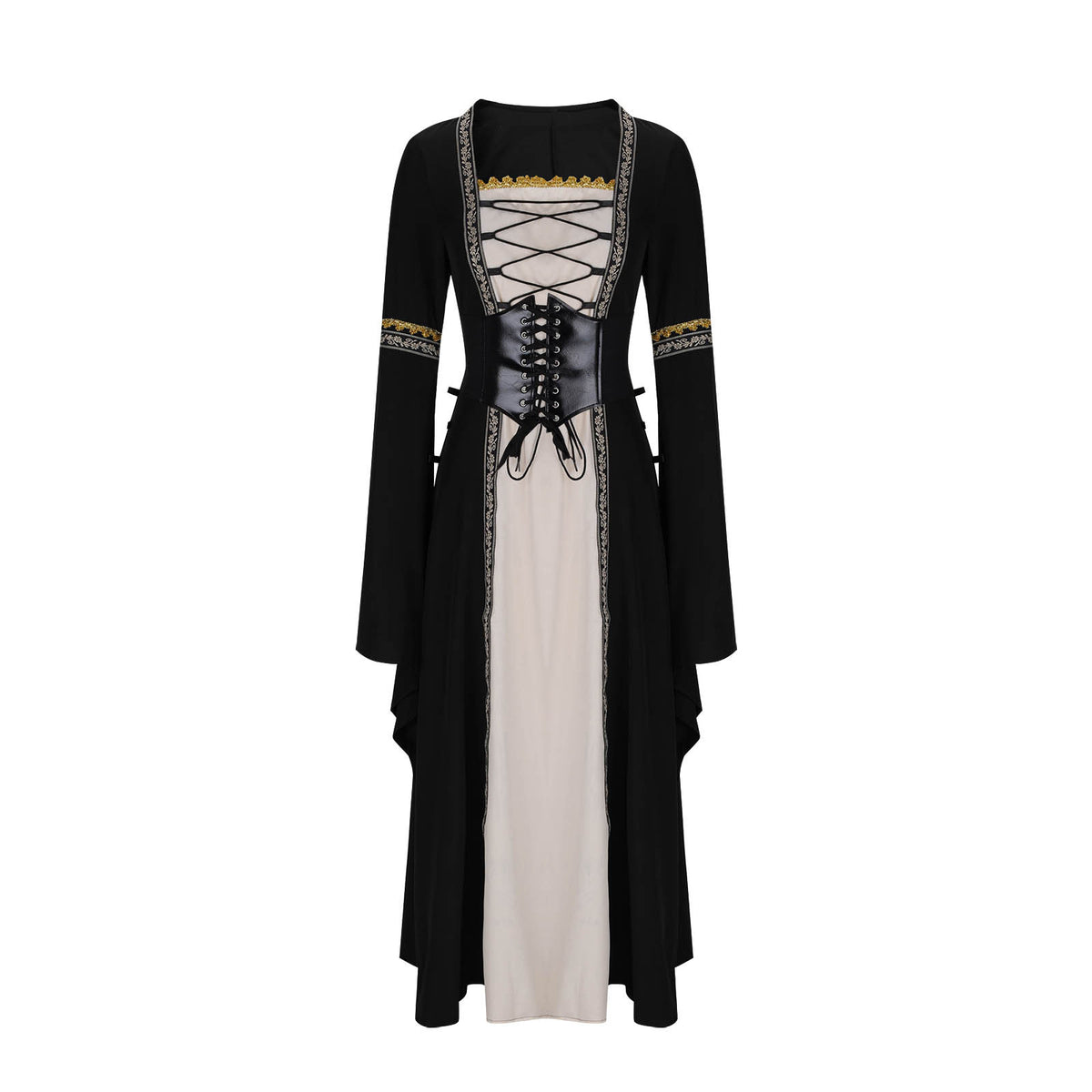 Women's Square Collar Long Sleeve Flare Lace Gothic Retro Clothing
