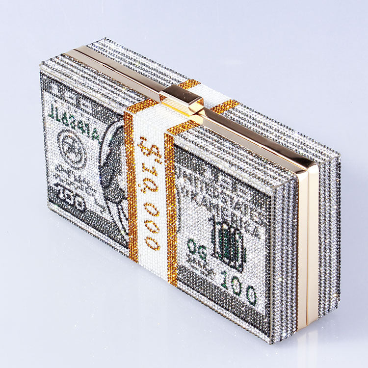 Women's Dollar Full Diamond Usd Dinner Dress Evening Bags