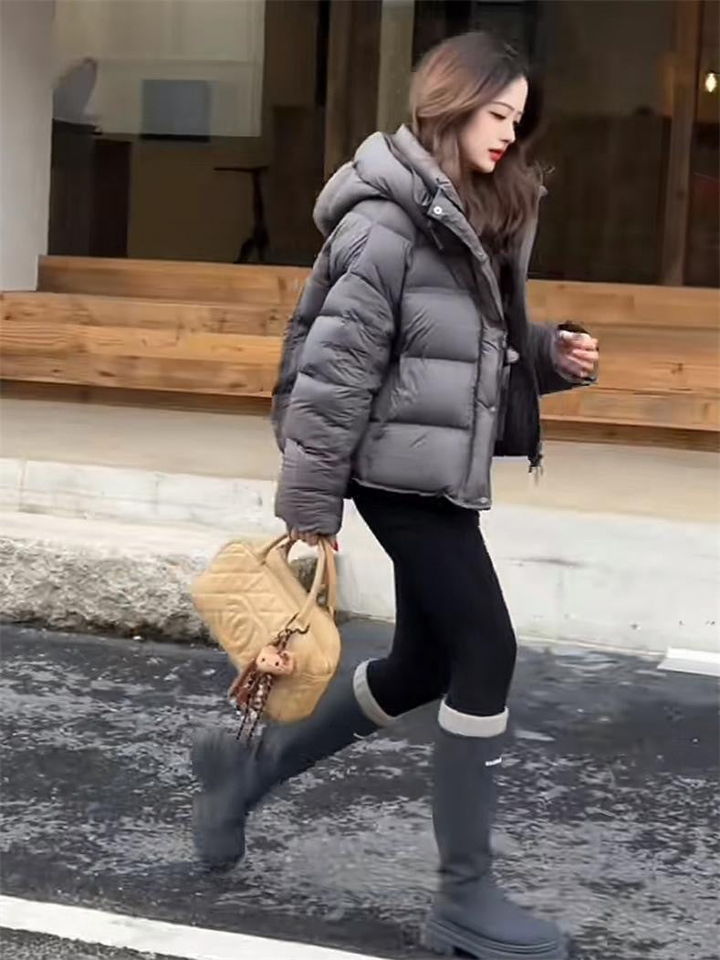 Fluffy Puff Hooded White Duck Down Coats