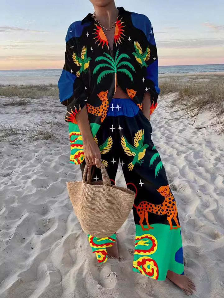 Women's Digital Flower Hawaiian Vacation Style Shirt Blouses