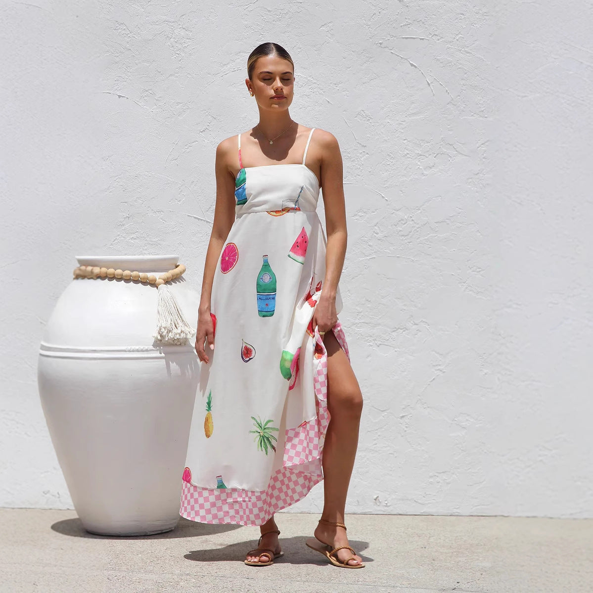Vacation Style Casual Sling Large Swing Dress